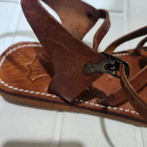 Women’s Brown Toe Loop Ankle Strap Sandals