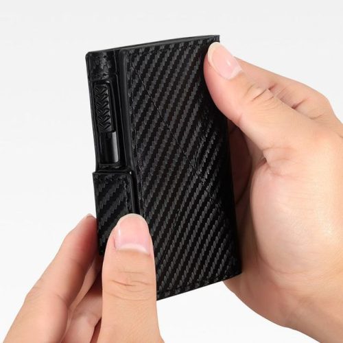 Best Seller | Smart Pop-up Rfid Blocking Wallet – Slim Leather & Aluminum Card Holder With Magnetic Closure