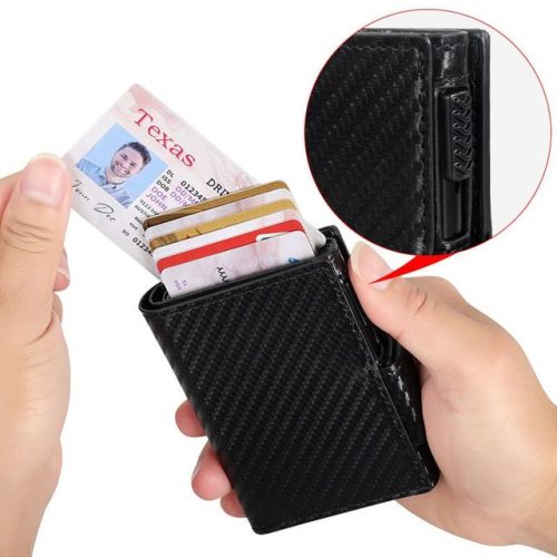 Best Seller | Smart Pop-up Rfid Blocking Wallet – Slim Leather & Aluminum Card Holder With Magnetic Closure