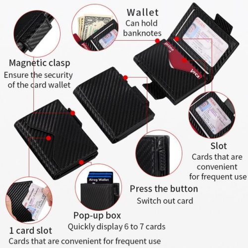 Best Seller | Smart Pop-up Rfid Blocking Wallet – Slim Leather & Aluminum Card Holder With Magnetic Closure