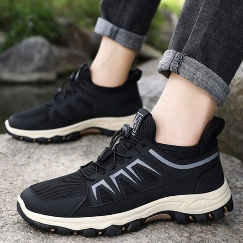 Mens Athletic Work Shoes Arch Support Wide Toe Box Breathable Lightweight Non-sl