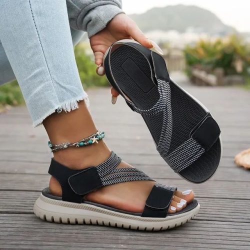 Best Seller-last Day Sale 50 Offwomens Beige Elastic Strap Comfort Sandals