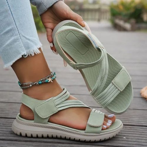 Best Seller-last Day Sale 50 Offwomens Beige Elastic Strap Comfort Sandals